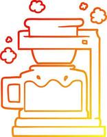 warm gradient line drawing cartoon coffee pot vector