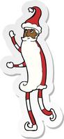sticker of a cartoon skinny santa vector