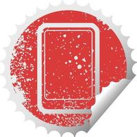 distressed sticker icon illustration of a tablet computer vector