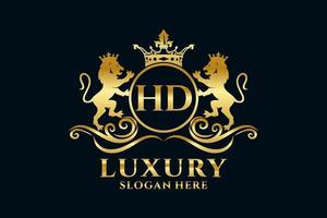 Initial HD Letter Lion Royal Luxury Logo template in vector art for luxurious branding projects and other vector illustration.