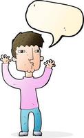 cartoon anxious man with speech bubble vector