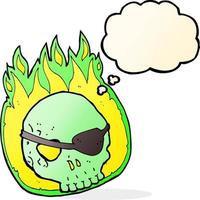cartoon skull with eye patch with thought bubble vector