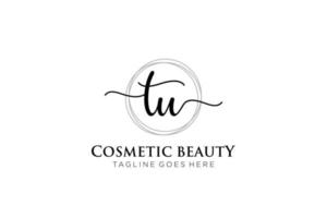 initial TU Feminine logo beauty monogram and elegant logo design, handwriting logo of initial signature, wedding, fashion, floral and botanical with creative template. vector