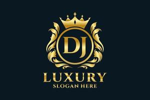 Initial DJ Letter Royal Luxury Logo template in vector art for luxurious branding projects and other vector illustration.