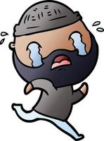 cartoon bearded man crying vector