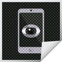 cell phone watching you graphic vector illustration square sticker