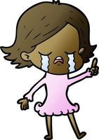 cartoon girl crying vector