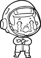 cartoon crying astronaut vector
