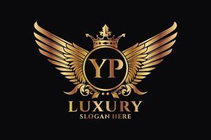 Luxury royal wing Letter YP crest Gold color Logo vector, Victory logo, crest logo, wing logo, vector logo template.