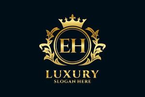 Initial EH Letter Royal Luxury Logo template in vector art for luxurious branding projects and other vector illustration.
