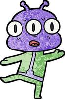 cartoon three eyed alien vector