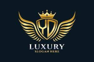 Luxury royal wing Letter YO crest Gold color Logo vector, Victory logo, crest logo, wing logo, vector logo template.