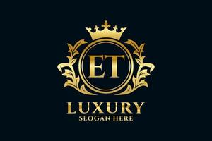 Initial ET Letter Royal Luxury Logo template in vector art for luxurious branding projects and other vector illustration.