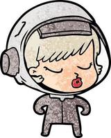 cartoon pretty astronaut girl vector