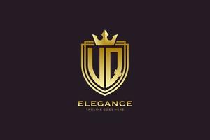 initial UQ elegant luxury monogram logo or badge template with scrolls and royal crown - perfect for luxurious branding projects vector