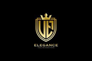 initial UT elegant luxury monogram logo or badge template with scrolls and royal crown - perfect for luxurious branding projects vector
