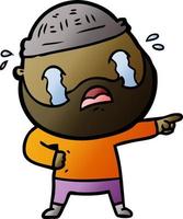 cartoon bearded man crying vector