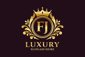 Initial FJ Letter Royal Luxury Logo template in vector art for luxurious branding projects and other vector illustration.