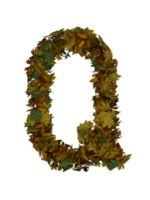 Text Made Out Of Autumn Leafe Typeface Q png
