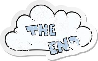 retro distressed sticker of a cartoon The End symbol vector