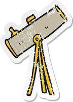 retro distressed sticker of a cartoon telescope vector