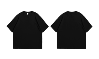 oversize svart t-shirt främre och tillbaka bakgrund transparent png