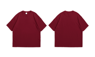 t-shirt oversize bordeaux avant et arrière fond isolé png