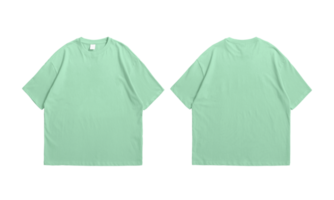 camiseta oversize menta delante y detrás fondo transparente png