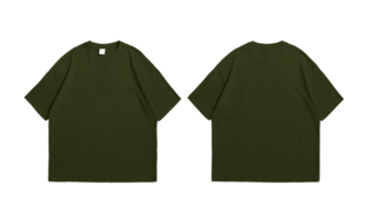 Übergroßes militärgrünes T-Shirt Vorder- und Rückseite transparenter Hintergrund png
