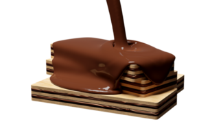 3d krokant wafel stokjes met gieten de heet chocola geïsoleerd. reclame voor verpakking, 3d geven illustratie png