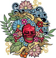 Signo gótico con calavera, camisetas de diseño vintage grunge vector