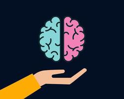 Brain and hand for business concept. cartoon vector style for your design.