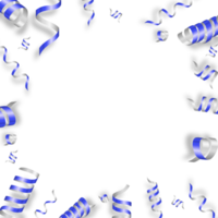 konfetti serpentin blå transparent fyrkant ram bakgrund bild png