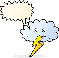 cartoon lightning bolt and cloud with speech bubble vector