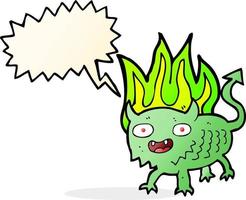 cartoon little demon with speech bubble vector