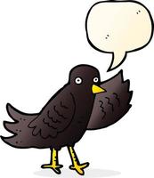 cartoon waving bird with speech bubble vector