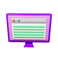 ordinateur de moniteur de rendu d'icône 3d png