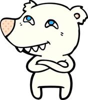 cartoon polar bear showing teeth vector