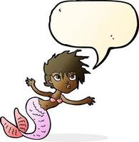 cartoon mermaid with speech bubble vector