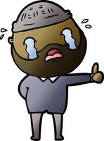 cartoon bearded man crying vector