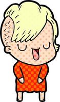 cute cartoon girl with hipster haircut vector