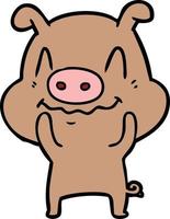 nervous cartoon pig vector