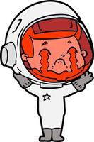 astronauta llorando de dibujos animados vector