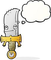 knife cartoon character with thought bubble vector