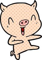 cartoon pig dancing vector