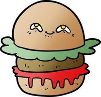 hamburguesa de comida rápida de dibujos animados vector