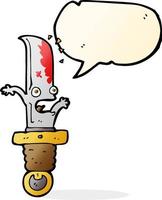 cartoon frightened knife with speech bubble vector