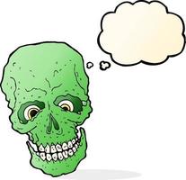 cartoon spooky skull with thought bubble vector