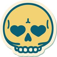 sticker of tattoo in traditional style of a skull vector