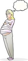 cartoon pregnant woman with thought bubble vector